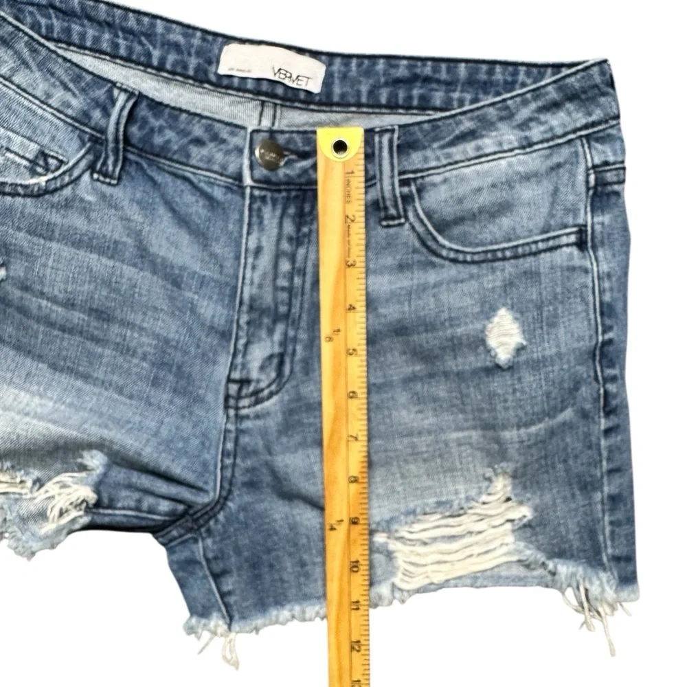 Vervet High Rise Distressed Jean Shorts Womens Small‎ Blue Denim #VT371 Cotton